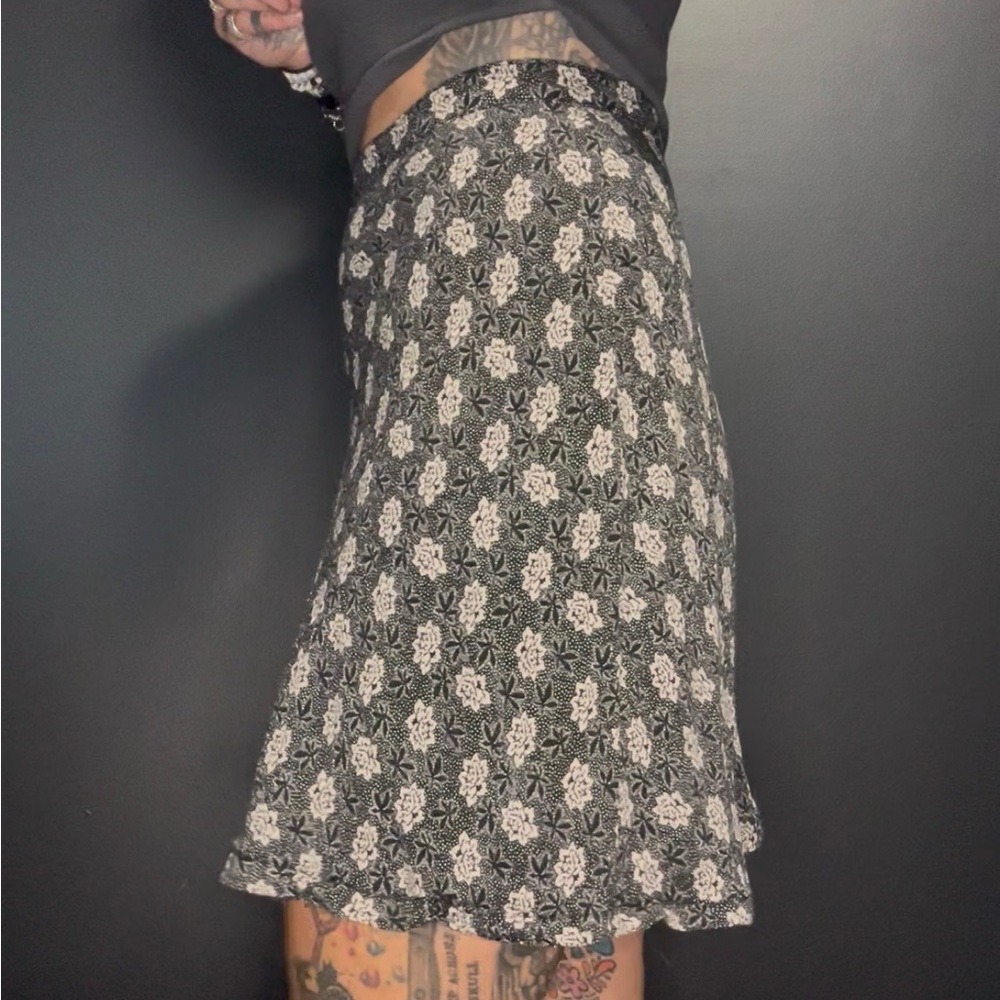 Vintage Stefanel Black Floral Skirt | Made in Italy
